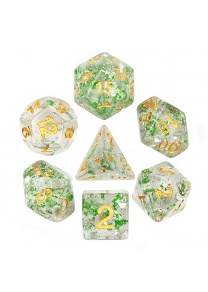 DICE 7-set: Emerald & Silver